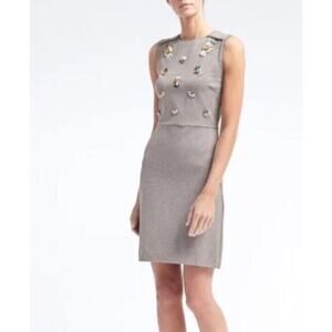 Banana Republic Sheath Dress Size 2 Pineapple Sequin Sleeveless Gray
